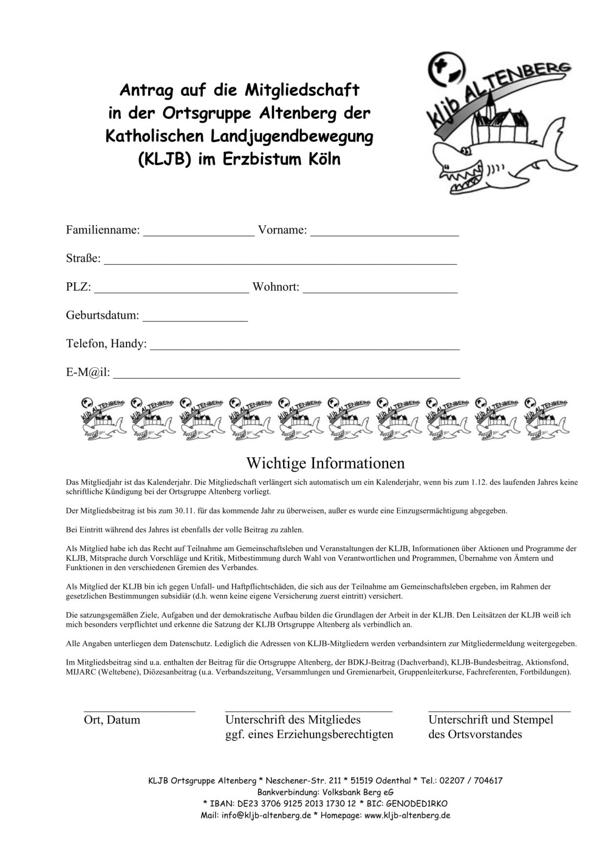 KLJB Mitgliedsantrag